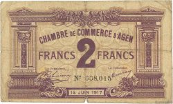 2 Francs FRANCE regionalism and miscellaneous Agen 1917 JP.002.11