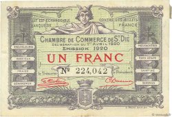 1 Franc FRANCE régionalisme et divers Saint-Die 1920 JP.112.19 TTB