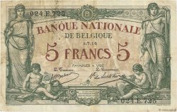 5 Francs BELGIQUE  1914 P.075a TTB