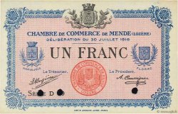 1 Franc Spécimen FRANCE Regionalismus und verschiedenen Mende 1918 JP.081.08