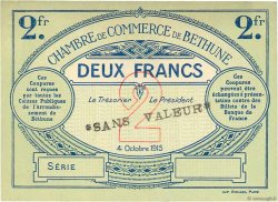 2 Francs Spécimen FRANCE regionalism and miscellaneous Béthune 1915 JP.026.12