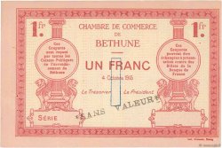 1 Franc Spécimen FRANCE regionalism and miscellaneous Béthune 1915 JP.026.07