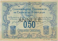 50 Centimes Annulé FRANCE Regionalismus und verschiedenen Caen et Honfleur 1918 JP.034.05 fVZ