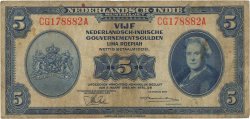 5 Gulden NETHERLANDS INDIES  1943 P.113a F