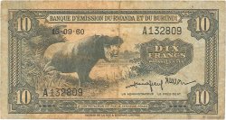 10 Francs RWANDA BURUNDI  1960 P.02 TB