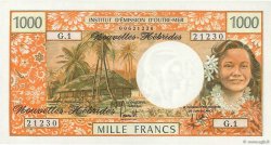 1000 Francs NUOVE EBRIDI  1975 P.20b