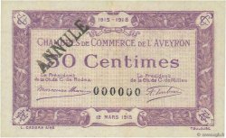 50 Centimes Annulé FRANCE Regionalismus und verschiedenen Rodez et Millau 1915 JP.108.04
