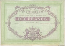10 Francs Non émis FRANCE régionalisme et divers Arras 1870 JER.62.02C