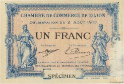 1 Franc Spécimen FRANCE régionalisme et divers Dijon 1915 JP.053.06