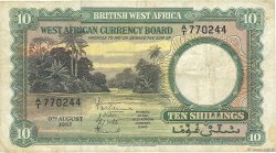10 Shillings AFRICA DI L OVEST BRITANNICA  1953 P.09a