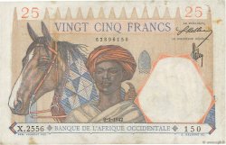 25 Francs FRENCH WEST AFRICA  1942 P.27 BC+