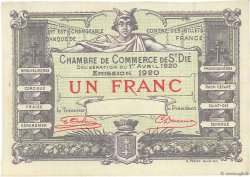 1 Franc Spécimen FRANCE régionalisme et divers Saint-Die 1920 JP.112.20 pr.NEUF