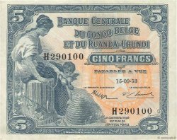 5 Francs CONGO BELGE  1953 P.21 TTB+