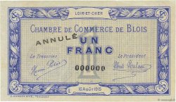 1 Franc Annulé FRANCE régionalisme et divers Blois 1915 JP.028.04 SUP