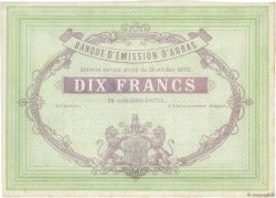 10 Francs Non émis FRANCE régionalisme et divers Arras 1870 JER.62.02C