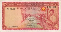 50 Francs CONGO BELGE  1959 P.32 TTB