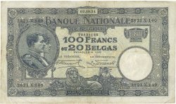 100 Francs - 20 Belgas BELGIQUE  1931 P.102 TB