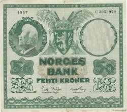 50 Kroner NORVÈGE  1957 P.32b2 TTB