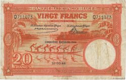 20 Francs CONGO BELGE  1944 P.15D TB