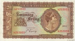20 Frang LUXEMBOURG  1943 P.42a XF