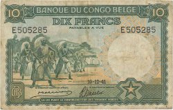 10 Francs CONGO BELGA  1941 P.14