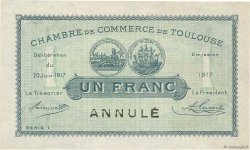 1 Franc Annulé FRANCE regionalism and miscellaneous Toulouse 1917 JP.122.28