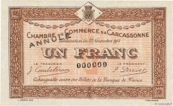 1 Franc Annulé FRANCE Regionalismus und verschiedenen Carcassonne 1914 JP.038.08