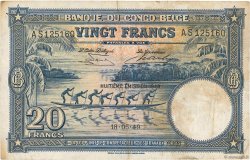 20 Francs BELGIAN CONGO  1949 P.15G F+