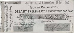 1 Franc FRANCE Regionalismus und verschiedenen Courcelles-Lez-Lens 1870 JER.62.13b