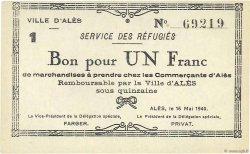 1 Franc FRANCE regionalism and various Alès 1940 K.001b