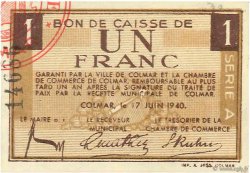 1 Franc FRANCE regionalism and miscellaneous Colmar 1940 K.013