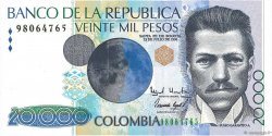 20000 Pesos COLOMBIA  1996 P.448a q.FDC