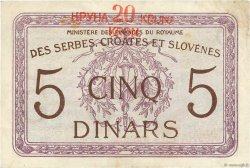 20 Kronen sur 5 DInara YOUGOSLAVIE  1919 P.016a TTB
