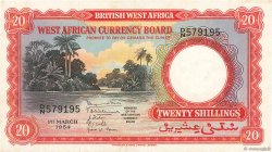 20 Shillings AFRICA DI L OVEST BRITANNICA  1954 P.10a