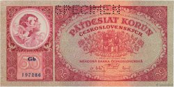 50 Korun Spécimen TSCHECHOSLOWAKEI  1929 P.022s