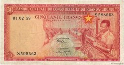 50 Francs CONGO BELGE  1959 P.32 pr.TTB