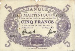 5 Francs Cabasson violet MARTINIQUE  1946 P.06 TB