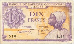 10 Francs AFRIQUE OCCIDENTALE FRANÇAISE (1895-1958)  1943 P.29 pr.TB