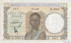 25 Francs AFRIQUE OCCIDENTALE FRANÇAISE (1895-1958)  1943 P.38 SUP+