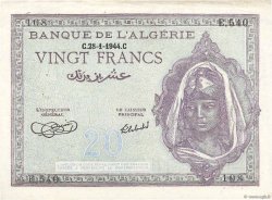 20 Francs ALGERIA  1944 P.092a XF-