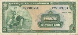 20 Deutsche Mark GERMAN FEDERAL REPUBLIC  1949 P.17a BC+