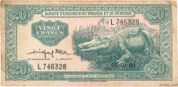 20 Francs RWANDA BURUNDI  1960 P.03 MB
