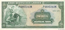 20 Deutsche Mark GERMAN FEDERAL REPUBLIC 1949 P.17a BC+