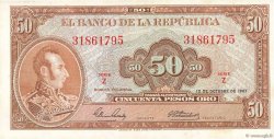 50 Pesos Oro COLOMBIA  1967 P.402b AU