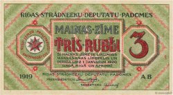 3 Rubli LATVIA Riga 1919 P.R2a