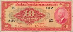 10 Lira TURQUIE  1947 P.147a