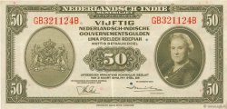 50 Gulden NIEDERLÄNDISCH-INDIEN  1943 P.116a fVZ