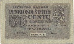 50 Centu LITHUANIA  1922 P.12a F