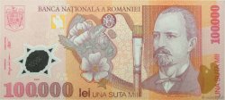 100000 Lei ROMANIA  2001 P.114a FDC