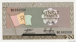 20 Francs RUANDA  1976 P.06e FDC